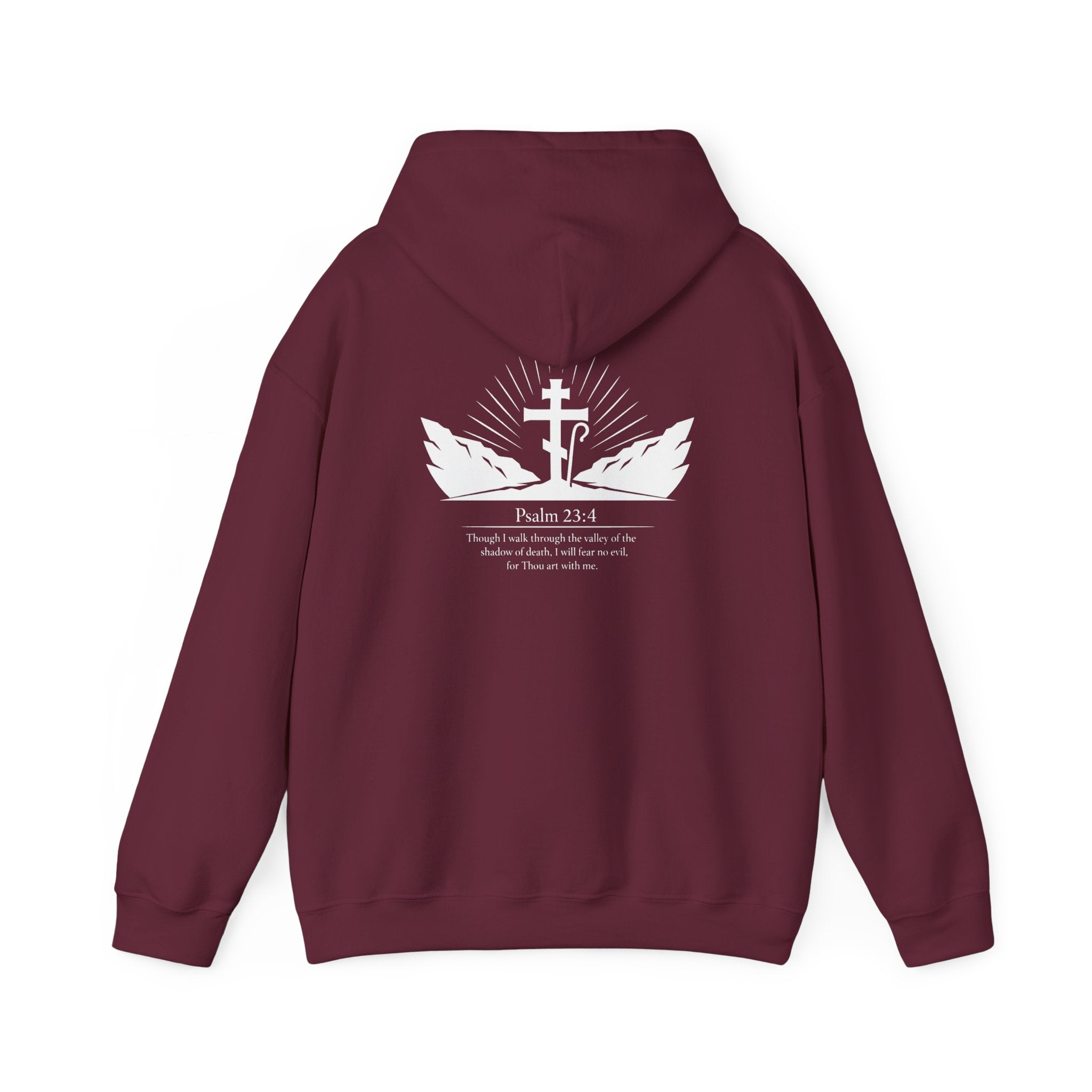 Christian Cross Hoodie — Psalm 23:4 Faith Sweatshirt with Wings (Religious Gift)