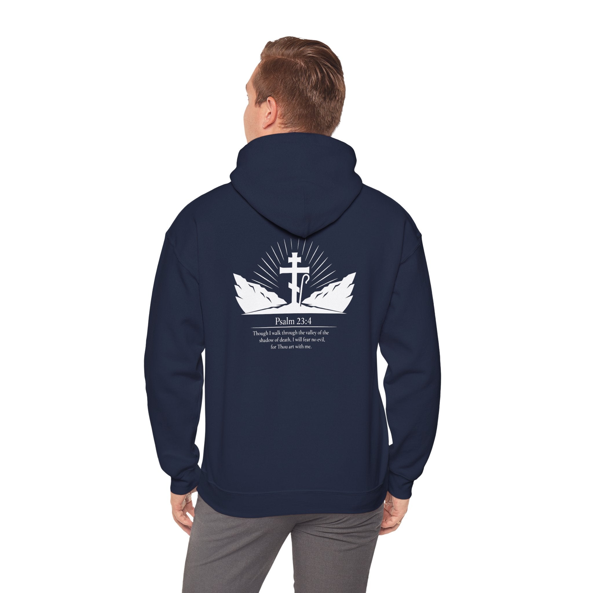 Christian Cross Hoodie — Psalm 23:4 Faith Sweatshirt with Wings (Religious Gift)