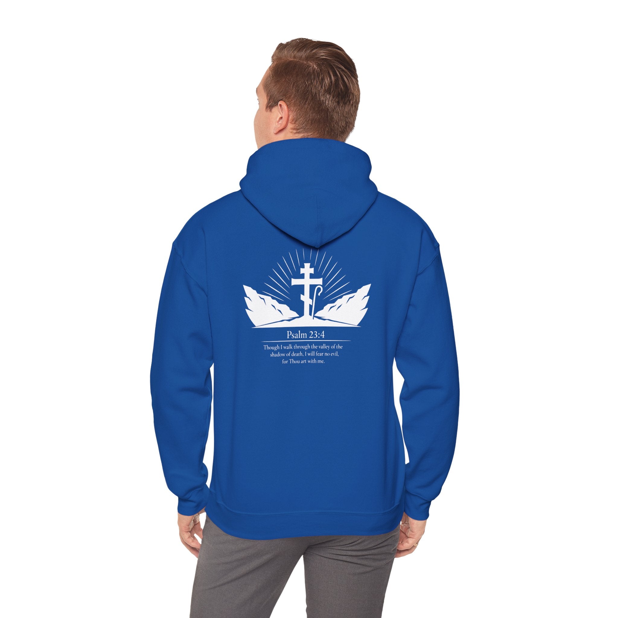 Christian Cross Hoodie — Psalm 23:4 Faith Sweatshirt with Wings (Religious Gift)
