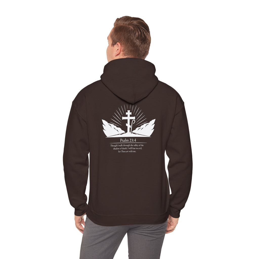 Christian Cross Hoodie — Psalm 23:4 Faith Sweatshirt with Wings (Religious Gift)