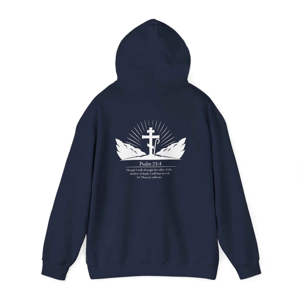 Christian Cross Hoodie — Psalm 23:4 Faith Sweatshirt with Wings (Religious Gift)