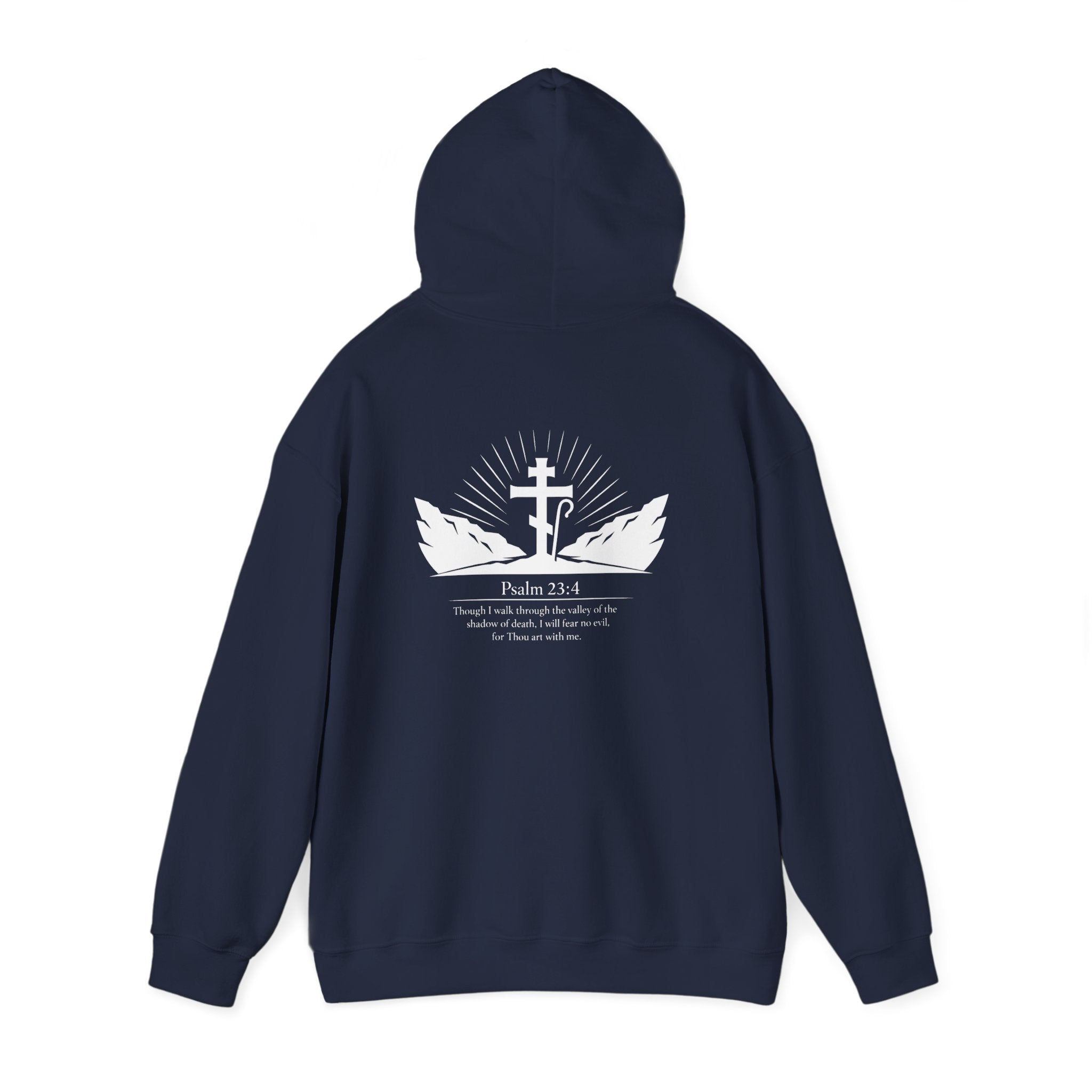 Christian Cross Hoodie — Psalm 23:4 Faith Sweatshirt with Wings (Religious Gift)