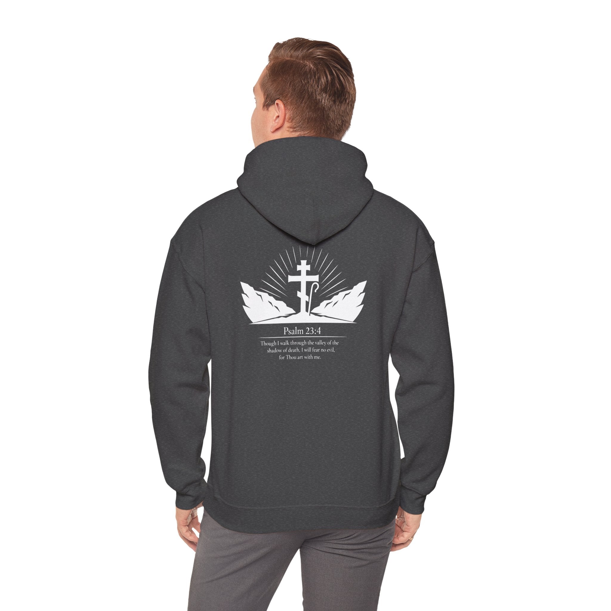 Christian Cross Hoodie — Psalm 23:4 Faith Sweatshirt with Wings (Religious Gift)