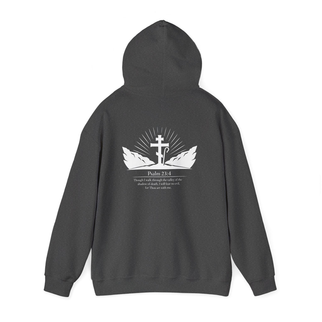 Christian Cross Hoodie — Psalm 23:4 Faith Sweatshirt with Wings (Religious Gift)