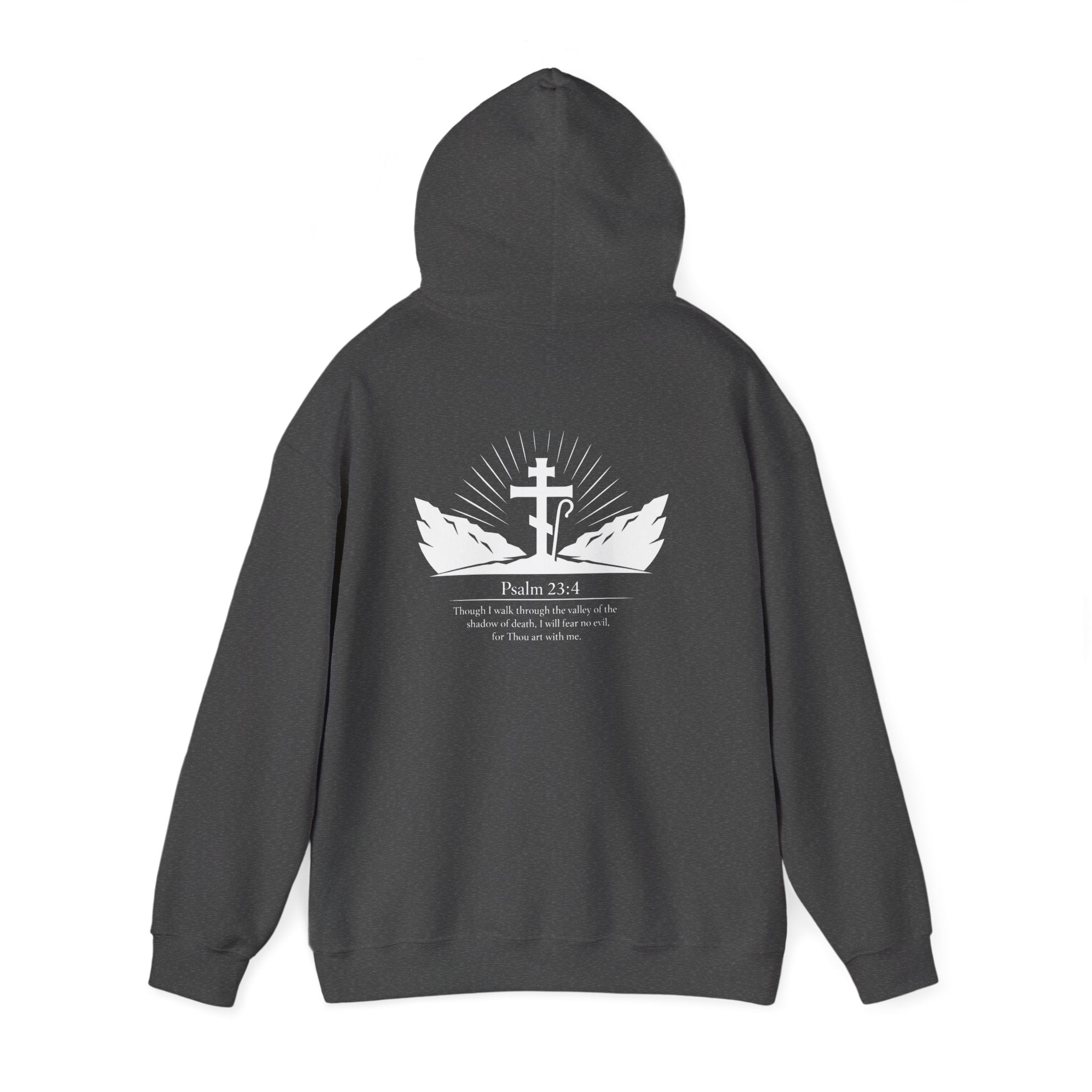 Christian Cross Hoodie — Psalm 23:4 Faith Sweatshirt with Wings (Religious Gift)
