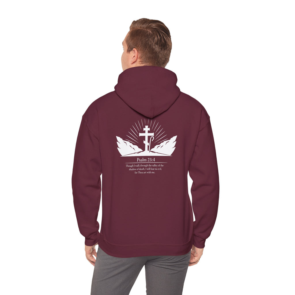 Christian Cross Hoodie — Psalm 23:4 Faith Sweatshirt with Wings (Religious Gift)