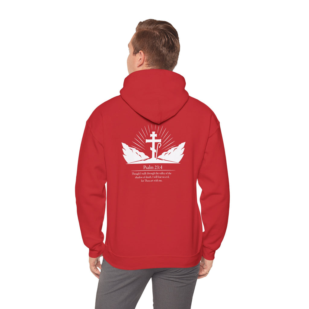 Christian Cross Hoodie — Psalm 23:4 Faith Sweatshirt with Wings (Religious Gift)