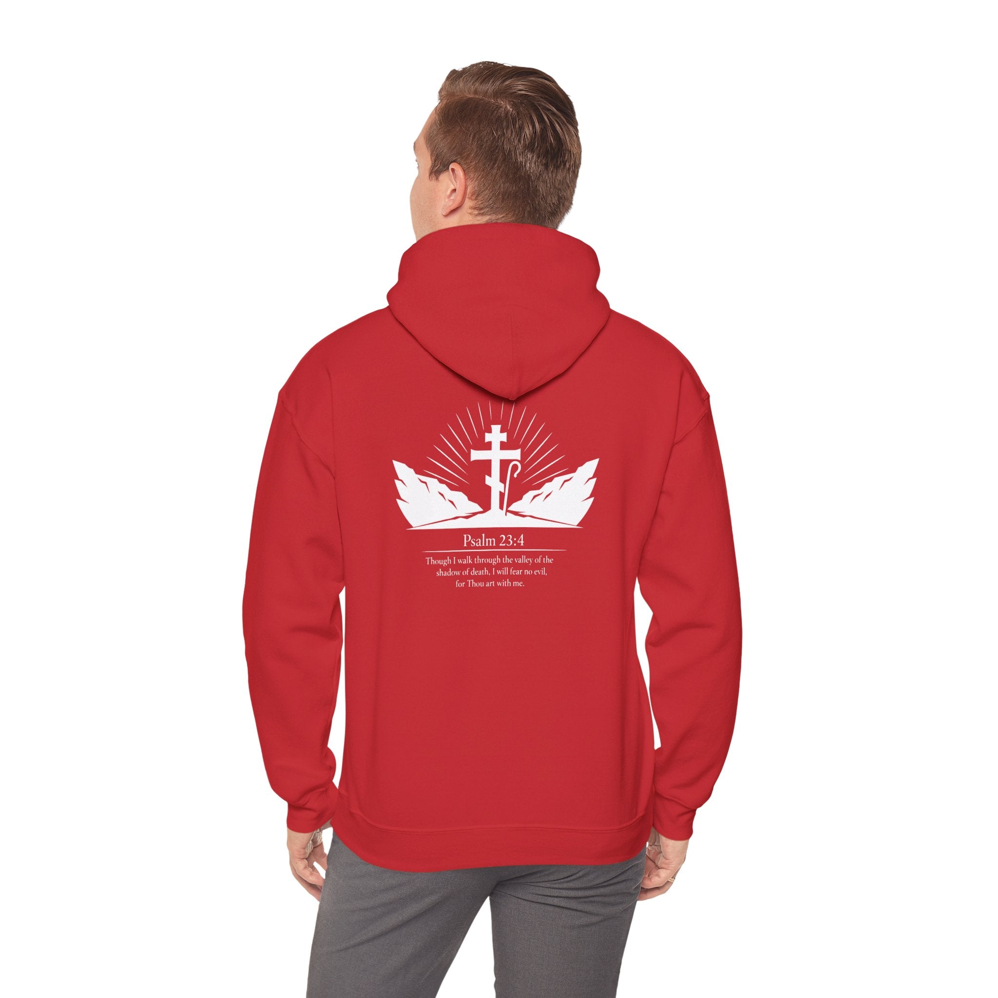 Christian Cross Hoodie — Psalm 23:4 Faith Sweatshirt with Wings (Religious Gift)