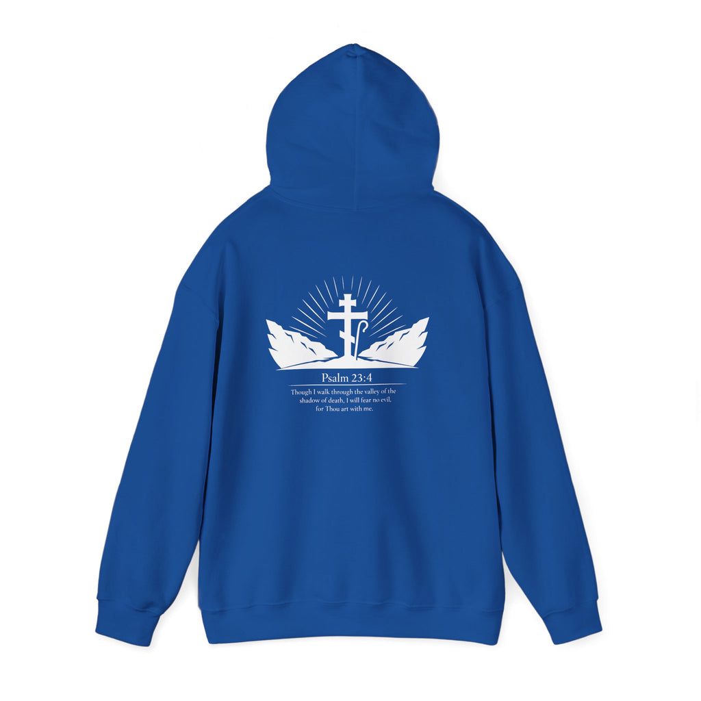 Christian Cross Hoodie — Psalm 23:4 Faith Sweatshirt with Wings (Religious Gift)