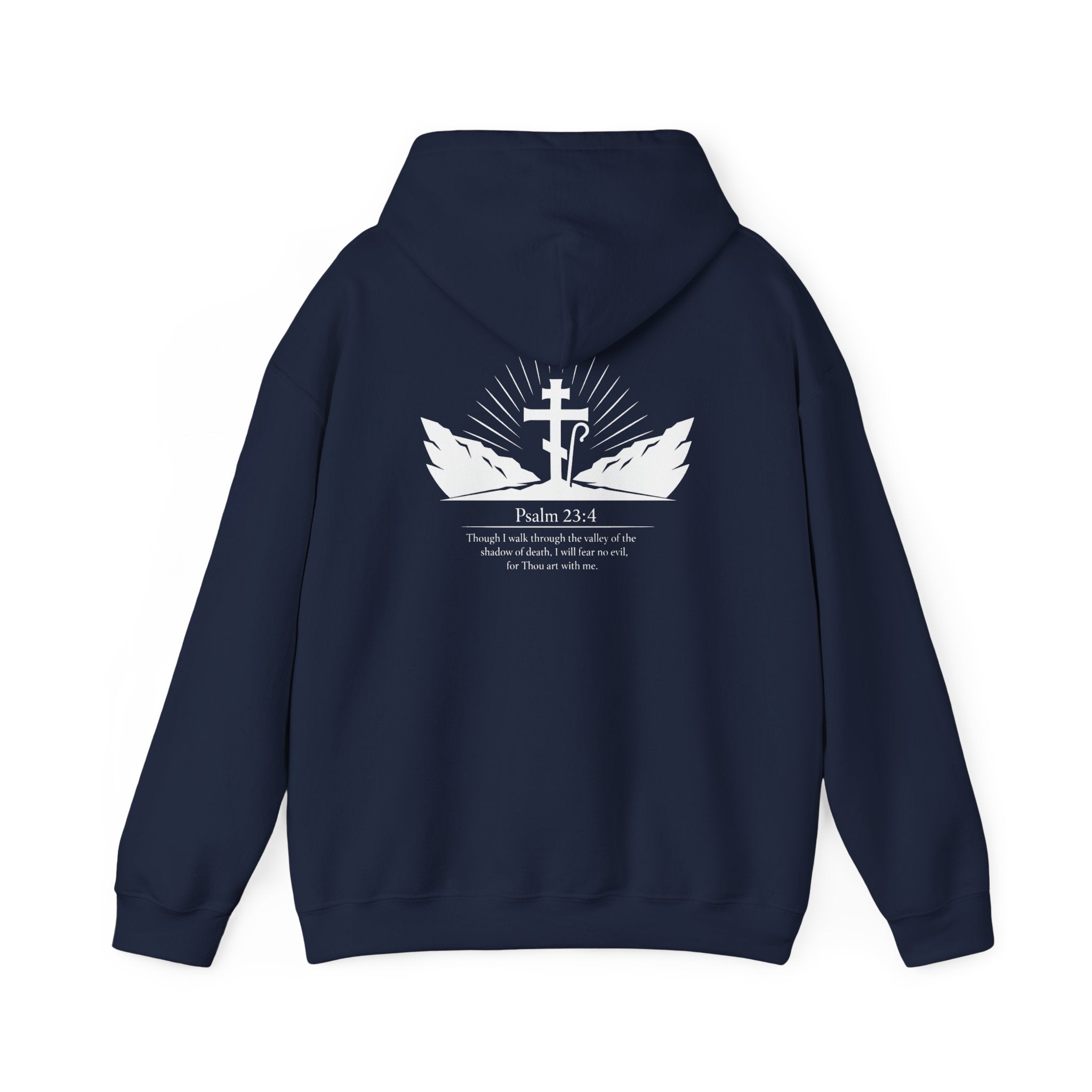 Christian Cross Hoodie — Psalm 23:4 Faith Sweatshirt with Wings (Religious Gift)