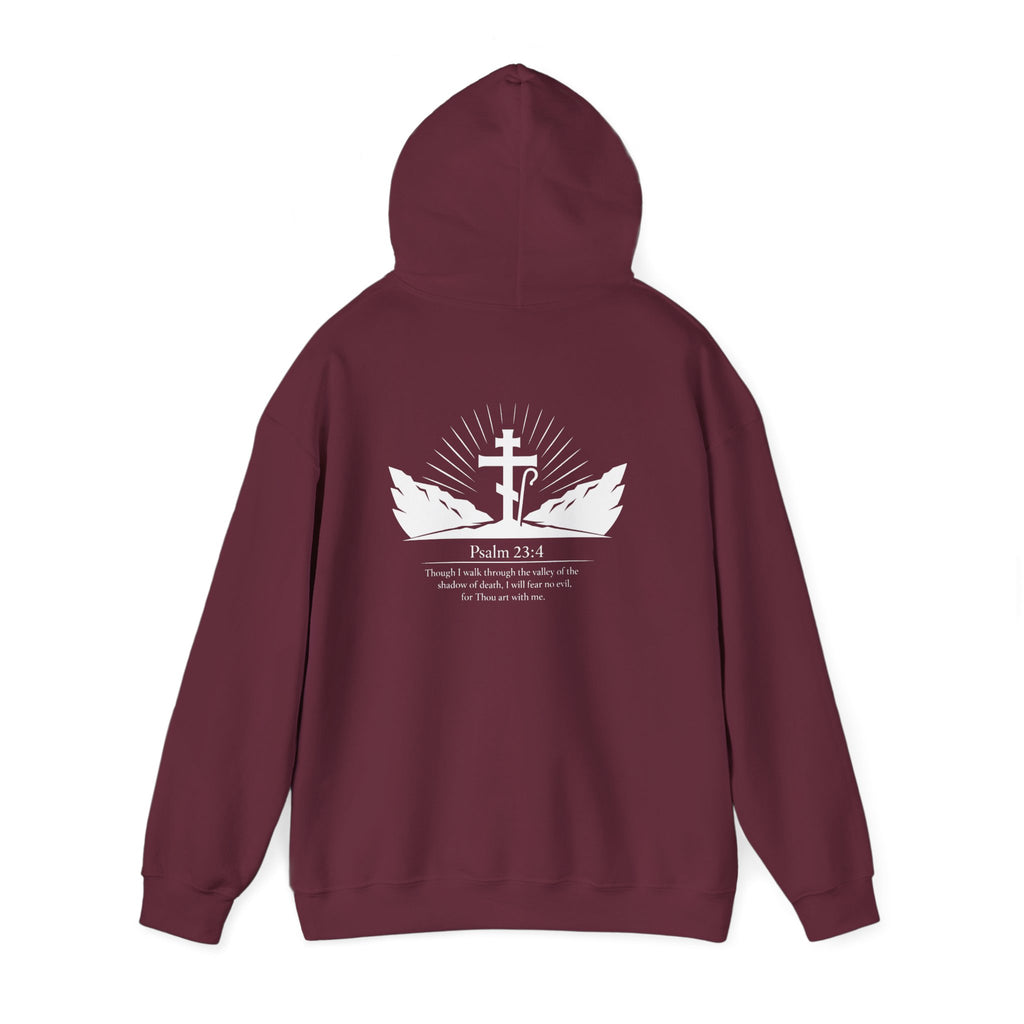 Christian Cross Hoodie — Psalm 23:4 Faith Sweatshirt with Wings (Religious Gift)