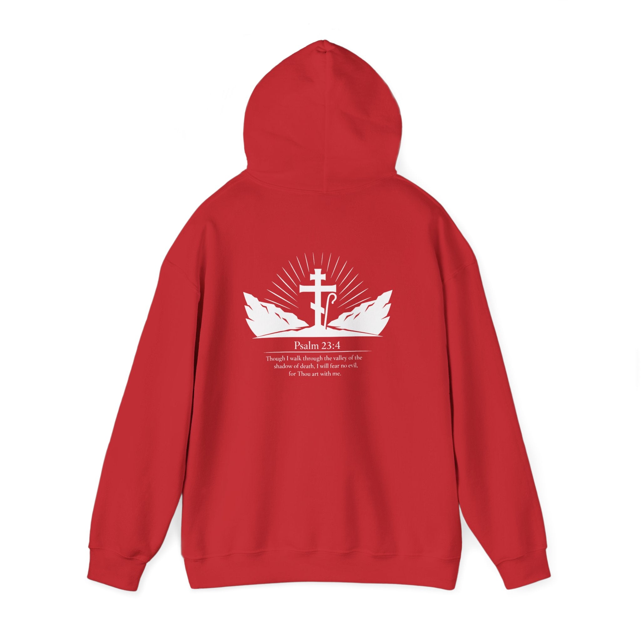 Christian Cross Hoodie — Psalm 23:4 Faith Sweatshirt with Wings (Religious Gift)
